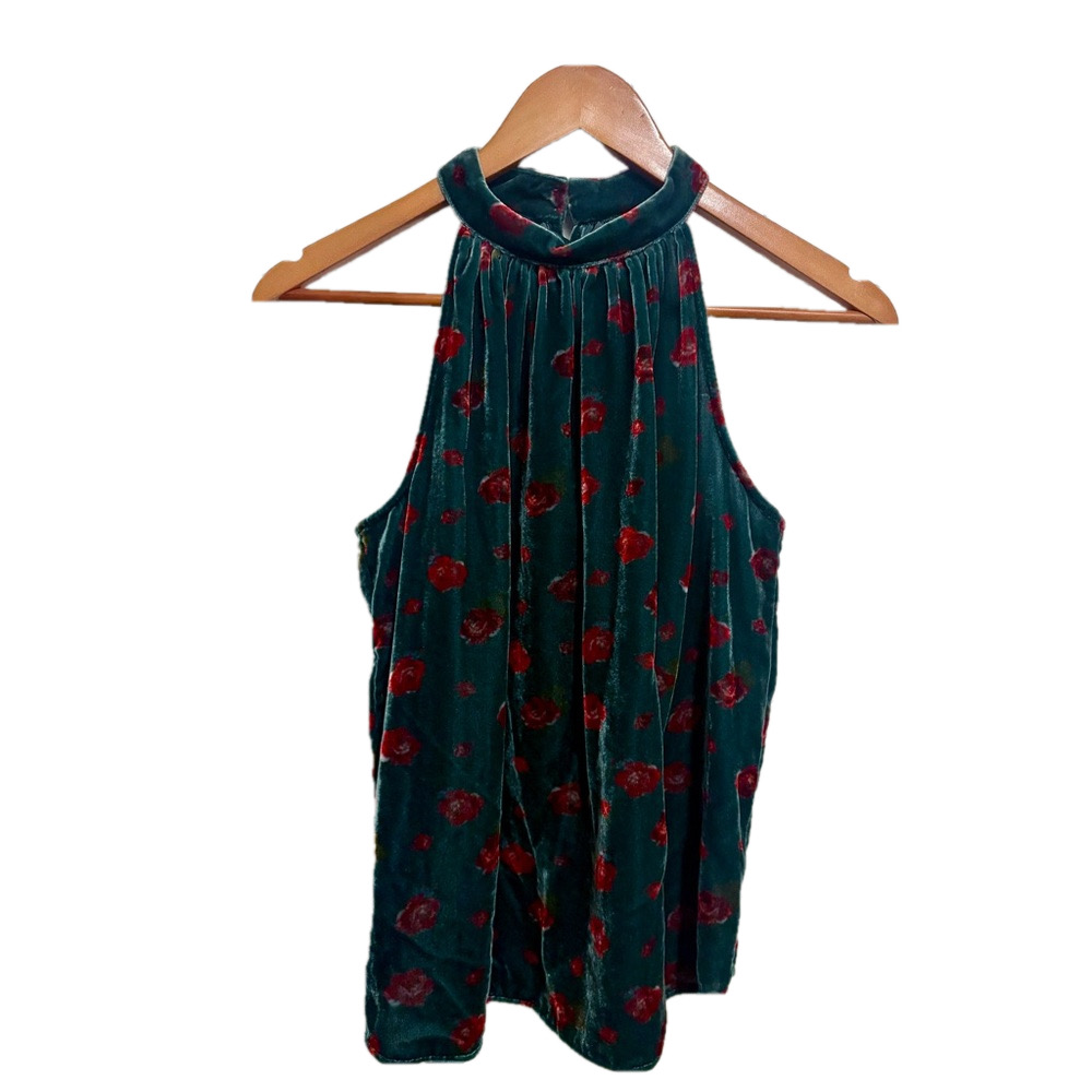 New Ann Taylor Loft velvet floral halter Top XS